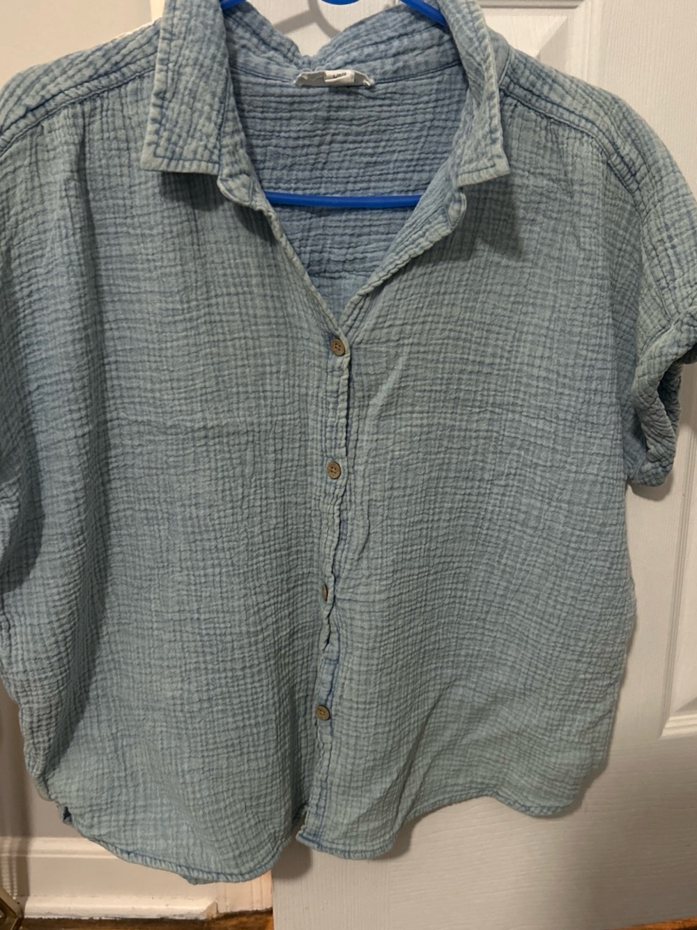 Light Blue Women’s Gauze Button-Up Shirt